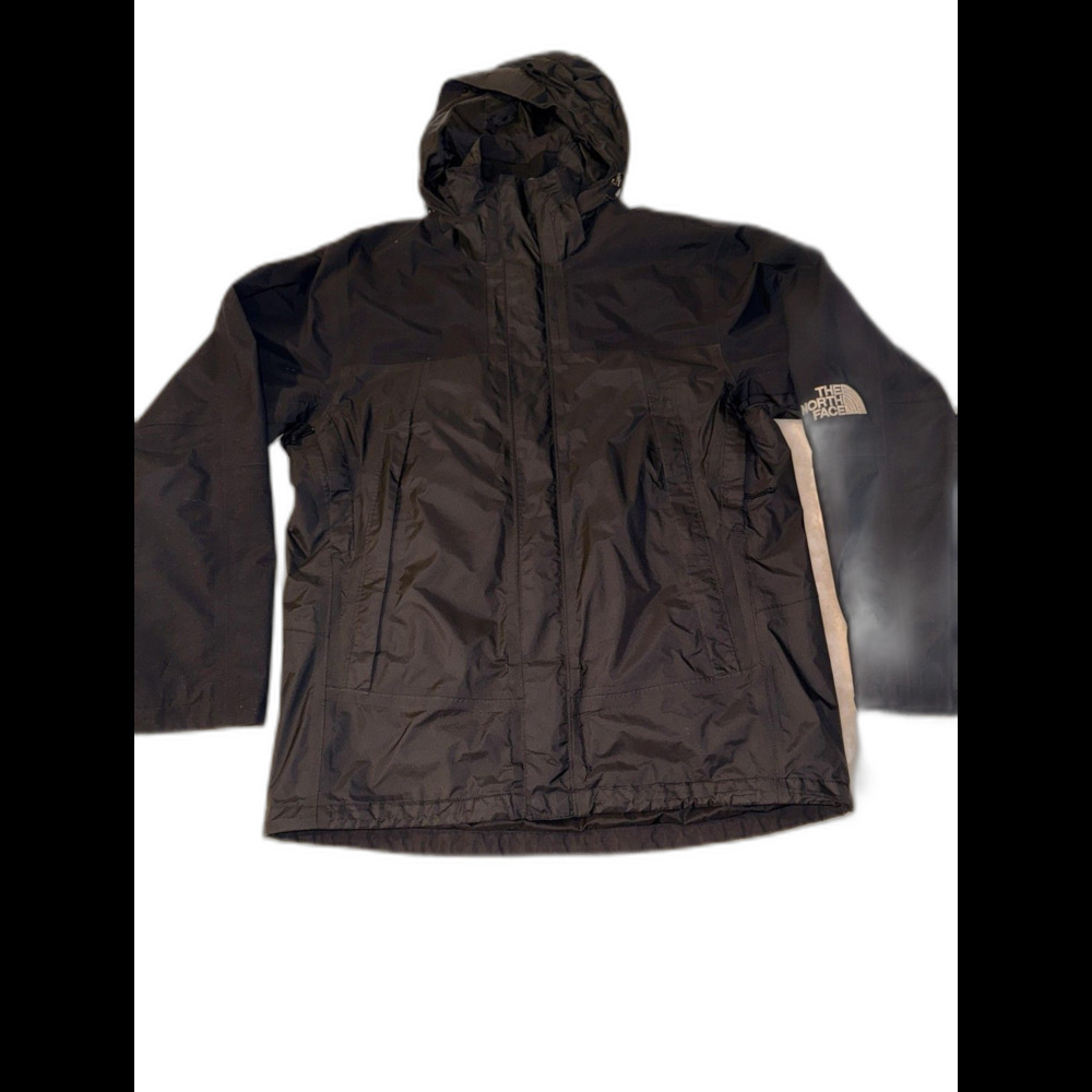 The North Face Vintage Jacket Mens Large Black Hooded HyVent Waterproof A1NKF